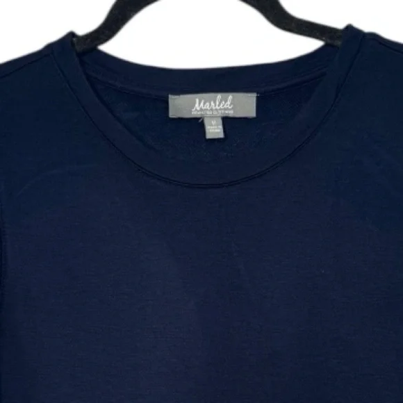 Marled Navy Blue Tank Top with Pinstripe Ruffle Coquette Preppy style medium - Picture 5 of 5